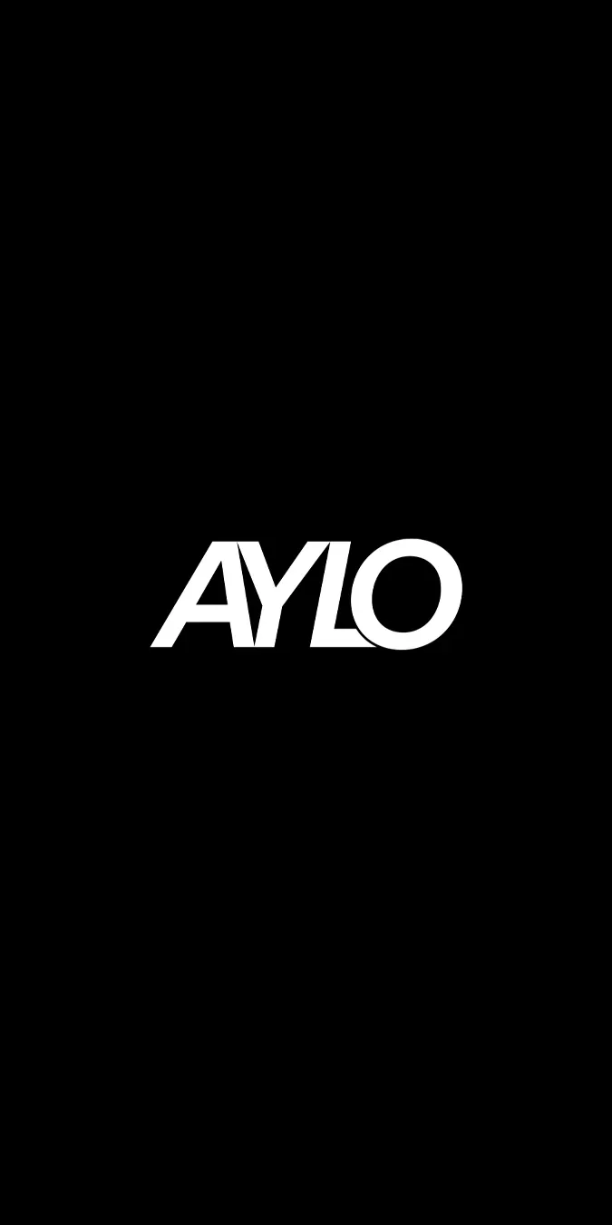 Logo AYLO blanc sur fond noir, couleur de la branche principale Agence AYLO