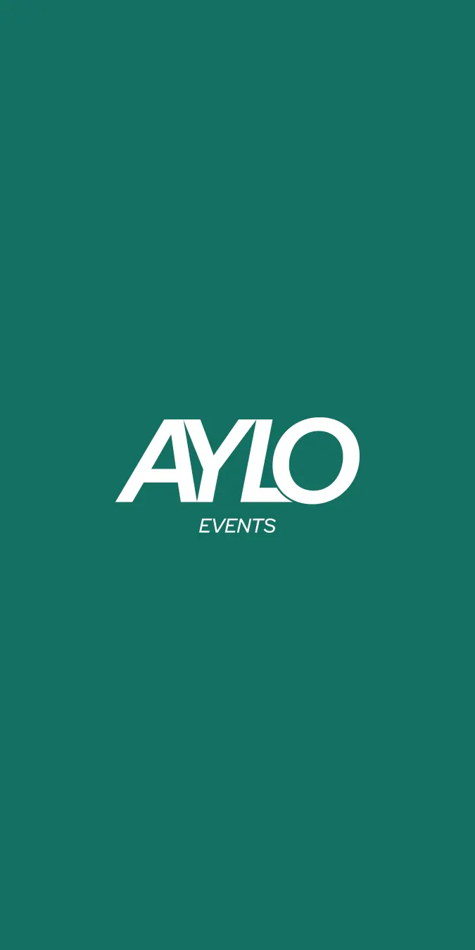 Logo AYLO Events blanc sur fond vert