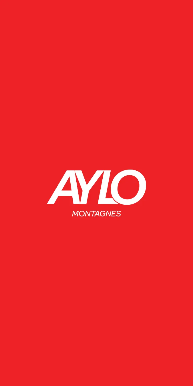 Logo AYLO Montagnes blanc sur fond rouge