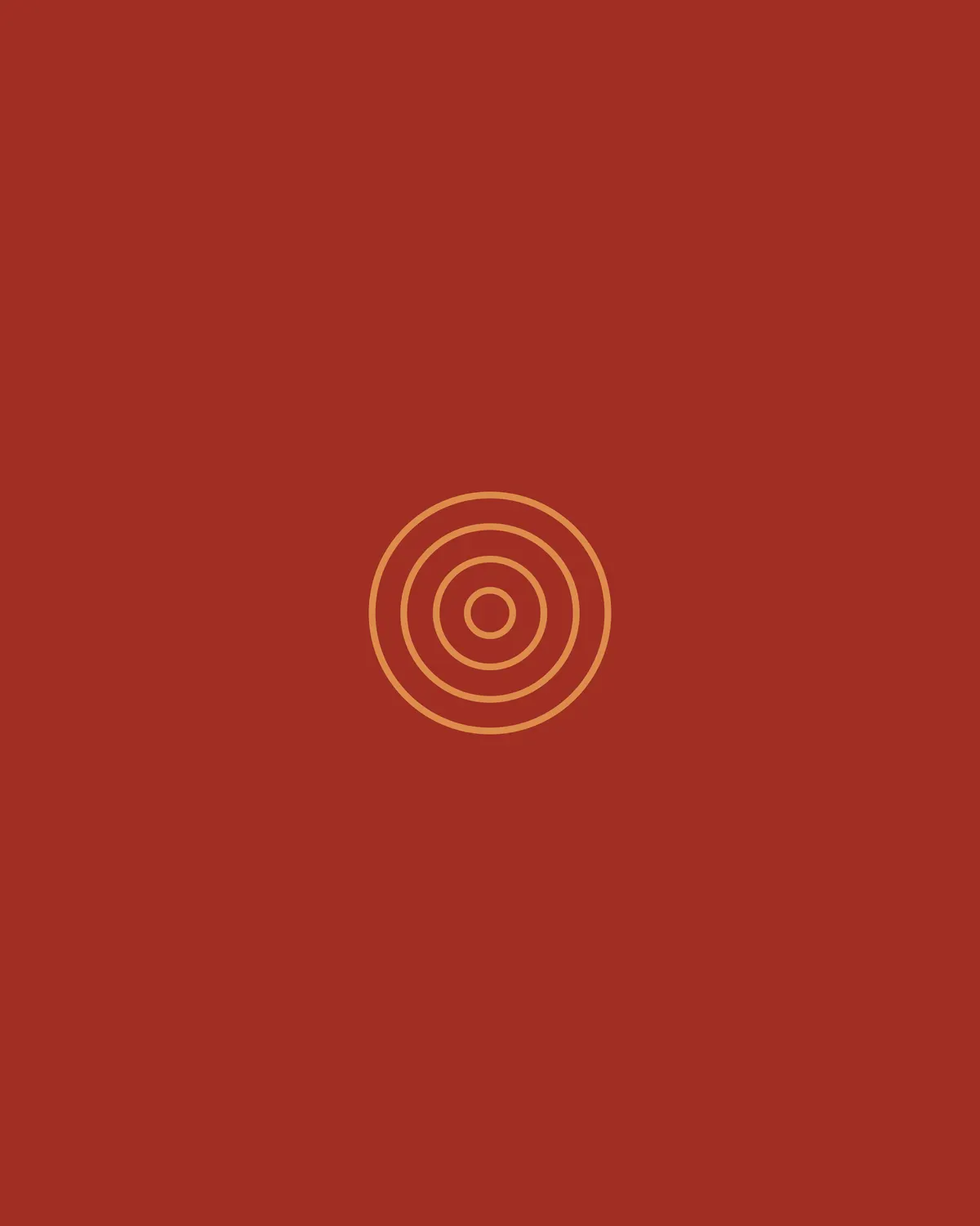 Pictogramme de cercles concentriques de Gemini, ambre sur fond rouge brique