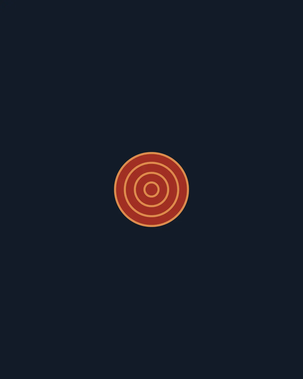 Pictogramme de cercles concentriques de Gemini, rouge sur fond bleu nuit