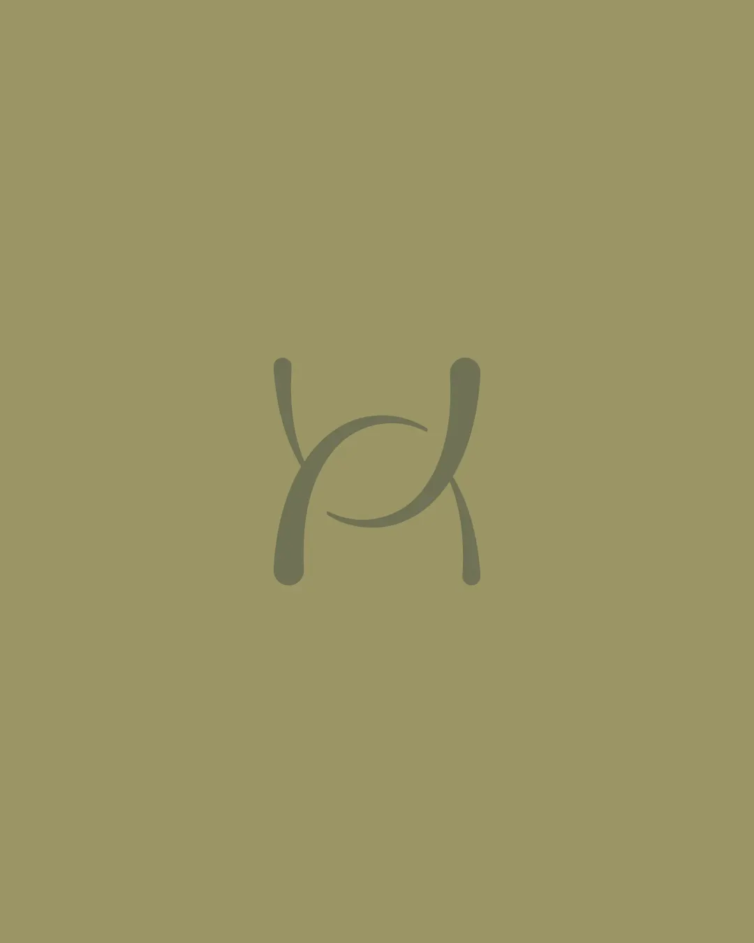 Monogramme entrelacé de Holistic House, vert olive sur fond vert tilleul